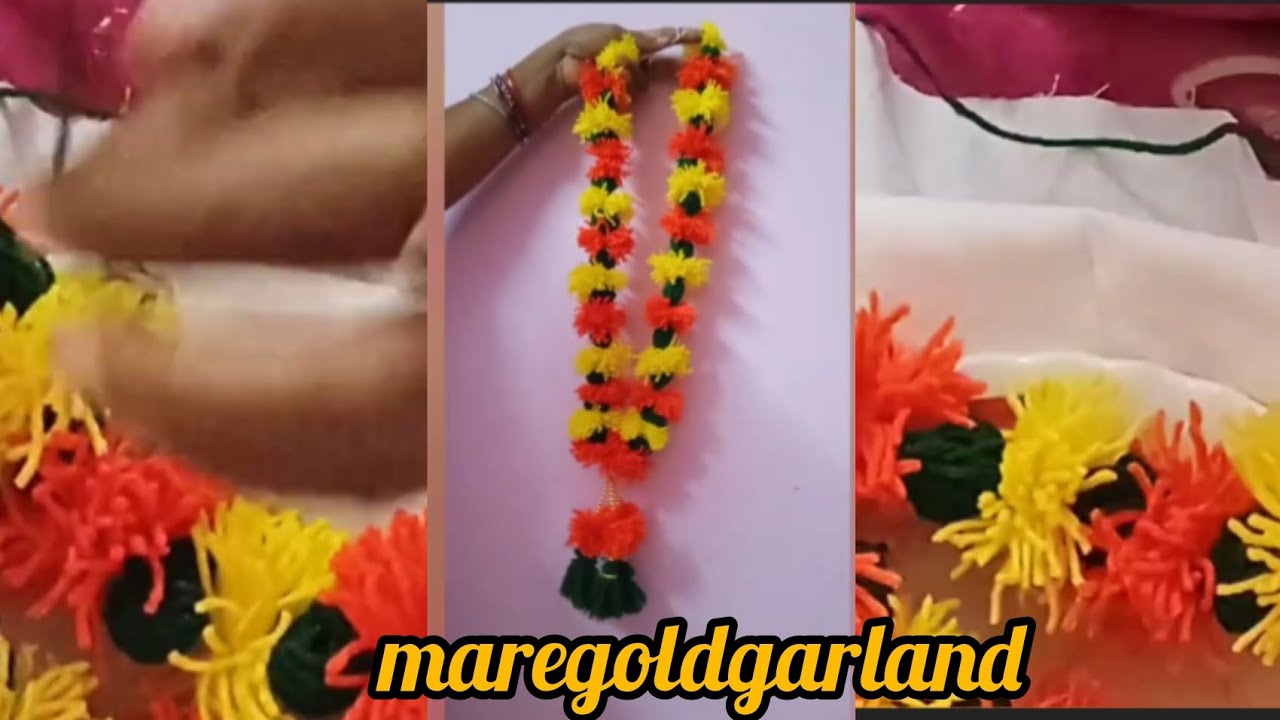 #  marygold garlandசெவந்திபூமாலை   #   woolen craft#    how tomake garland