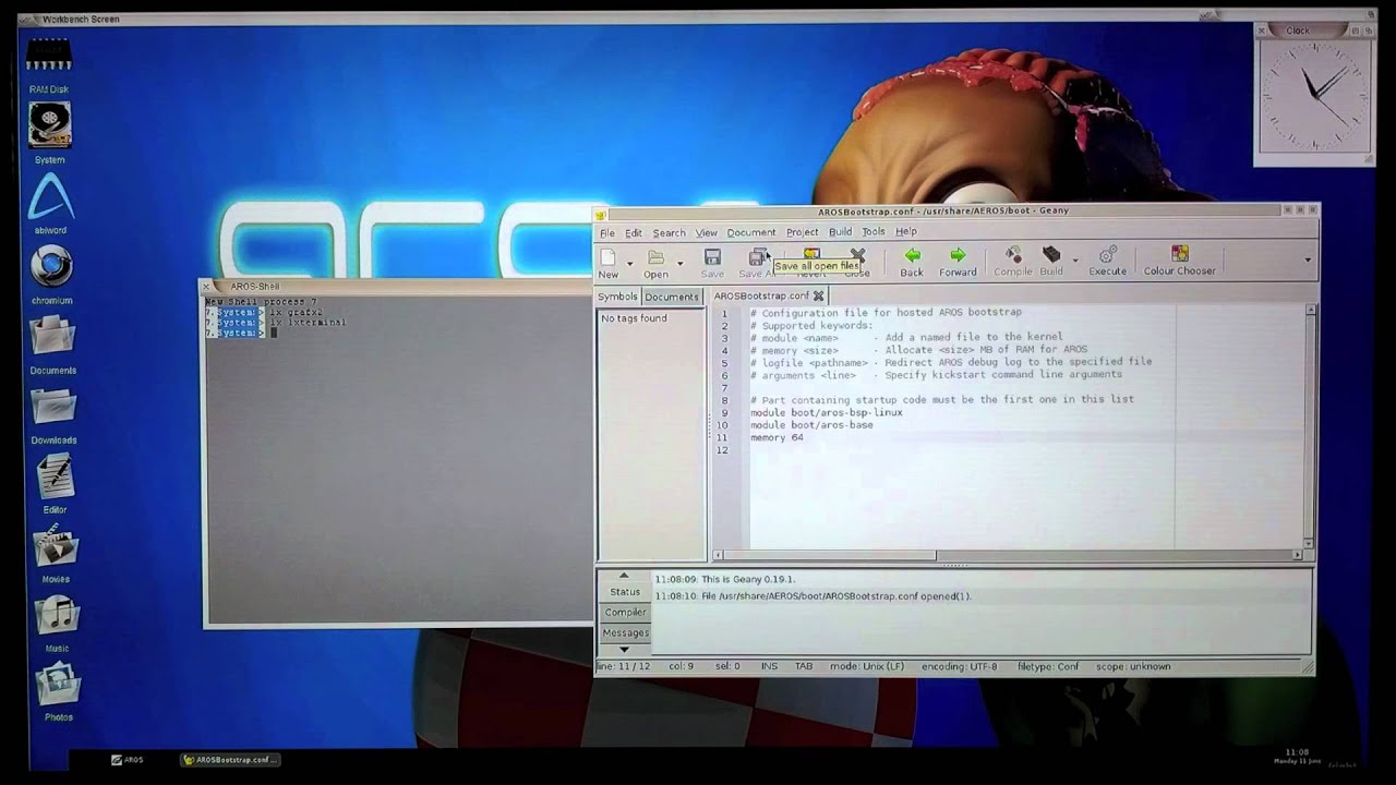 Aros running Hosted on Raspberry Pi (Open Source Amiga)