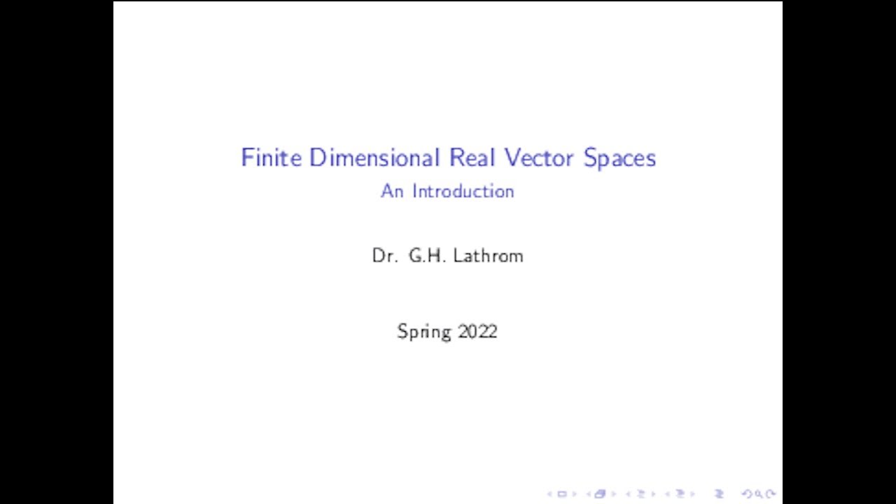 Finite Dimensional Real Vector Spaces - An Introduction