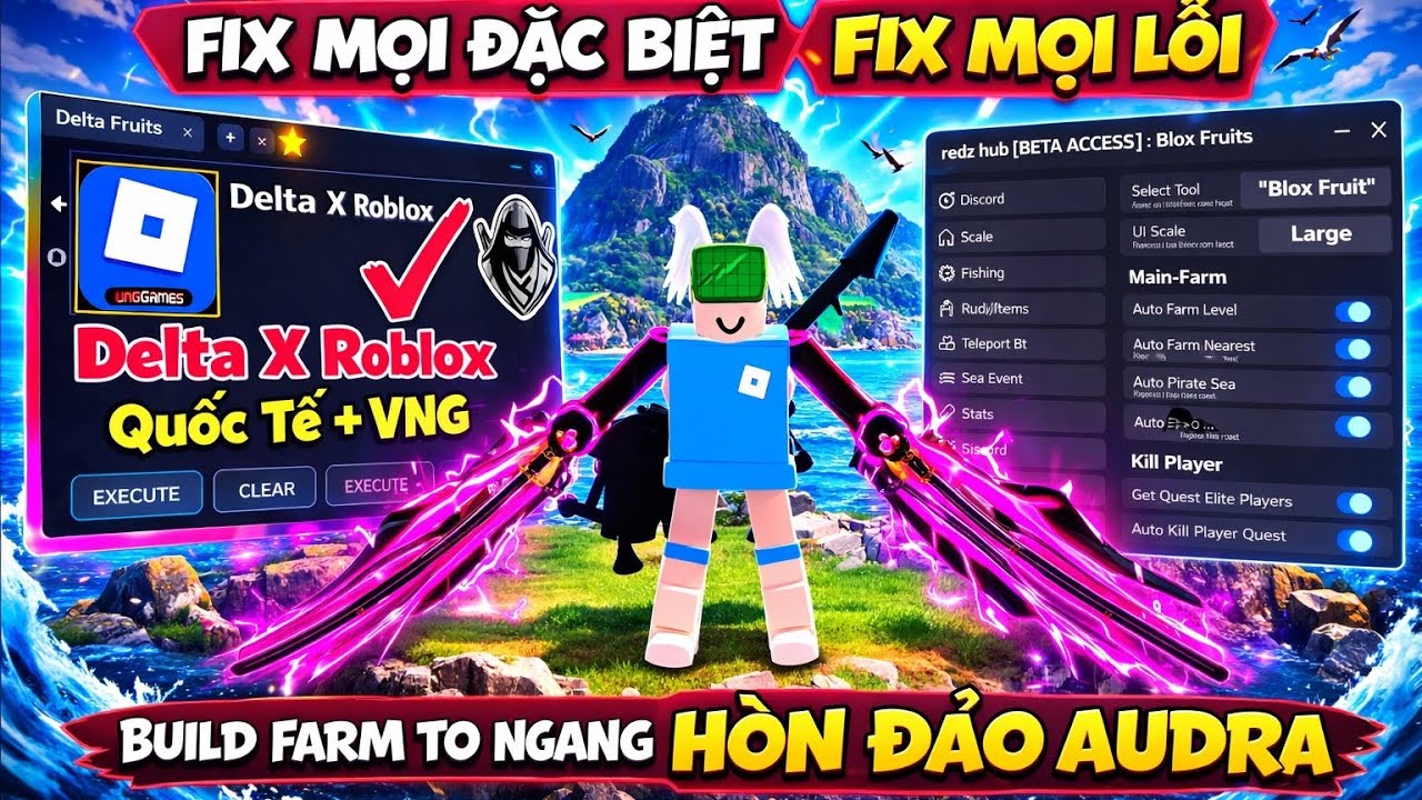 C&aacute;ch hack Roblox Blox Fruits Delta X VNG fix lỗi 267 fix update script BUILD FARM to ngang đảo
