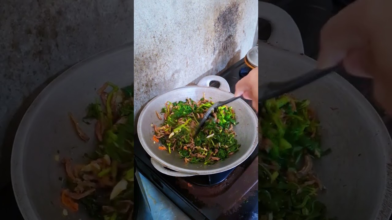 Masak daun ubi di remas