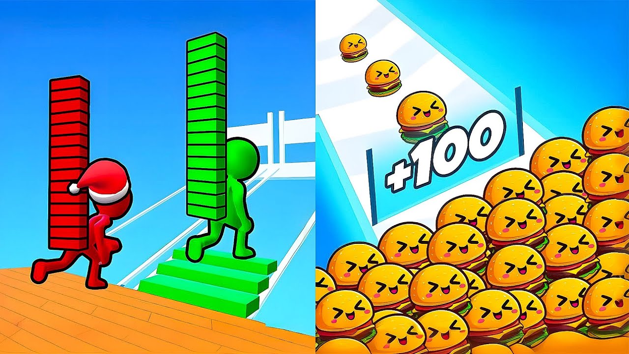 Food Run vs Bridge Race  💥 MAX LEVELS in the New 2025 Update!