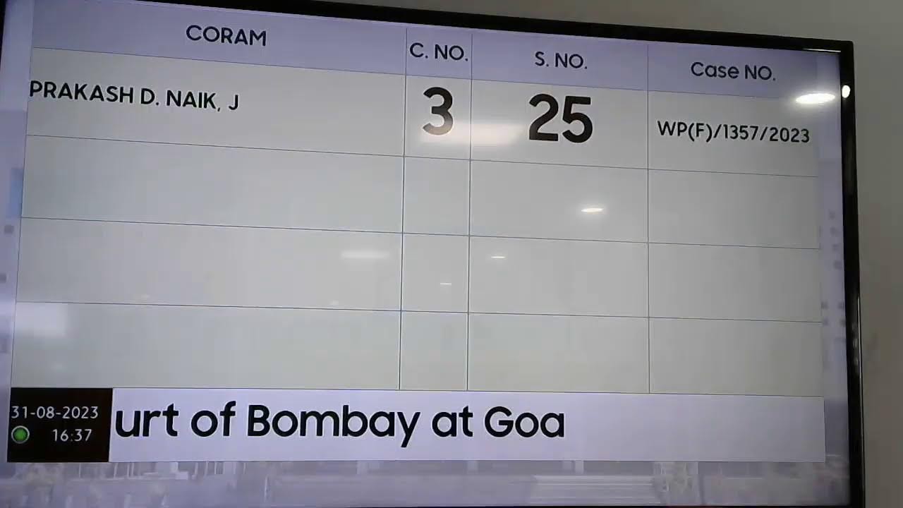 Display Board of The High Court of Bombay at Goa