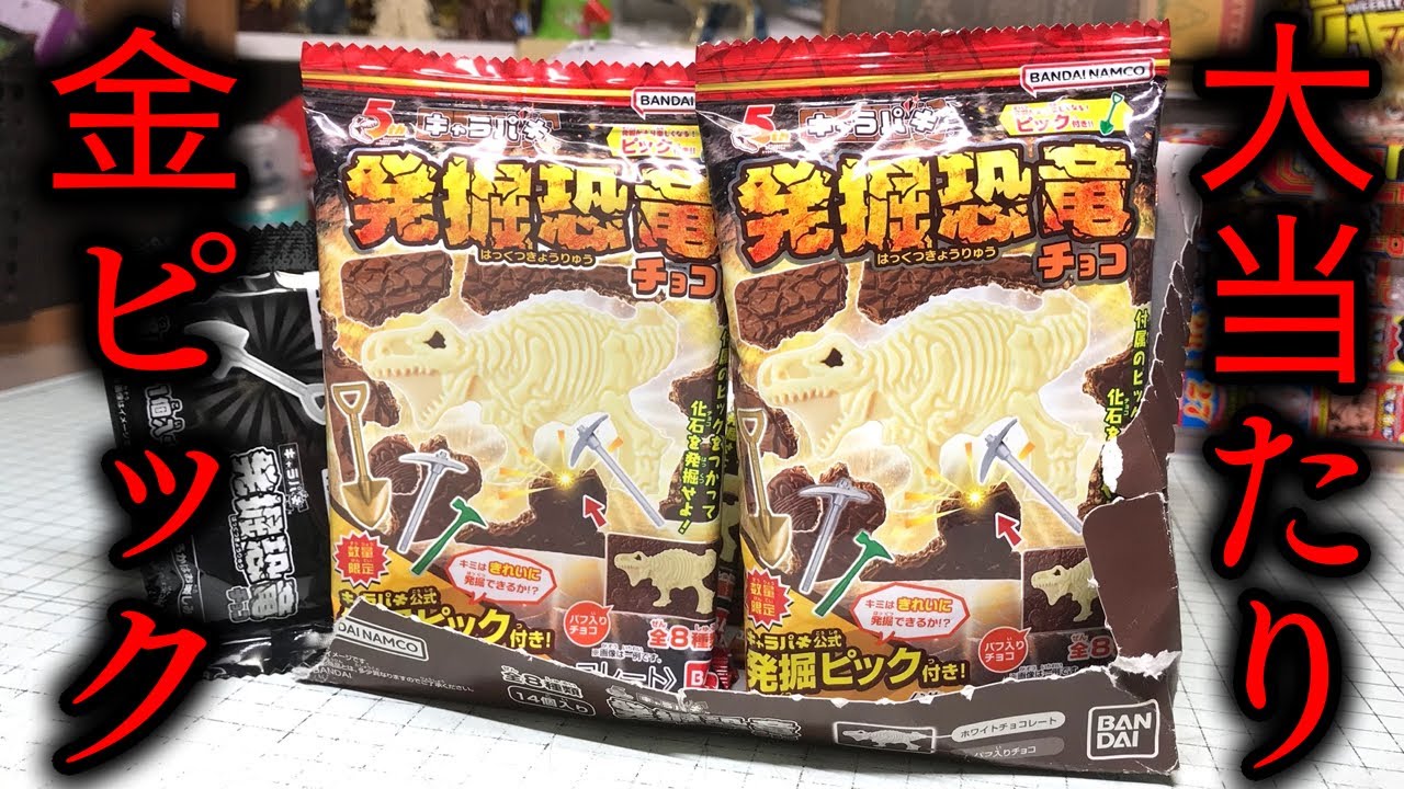 大当たり黄金のピックをねらえ！キャラパキ 発掘恐竜チョコ 開封レビュー！！