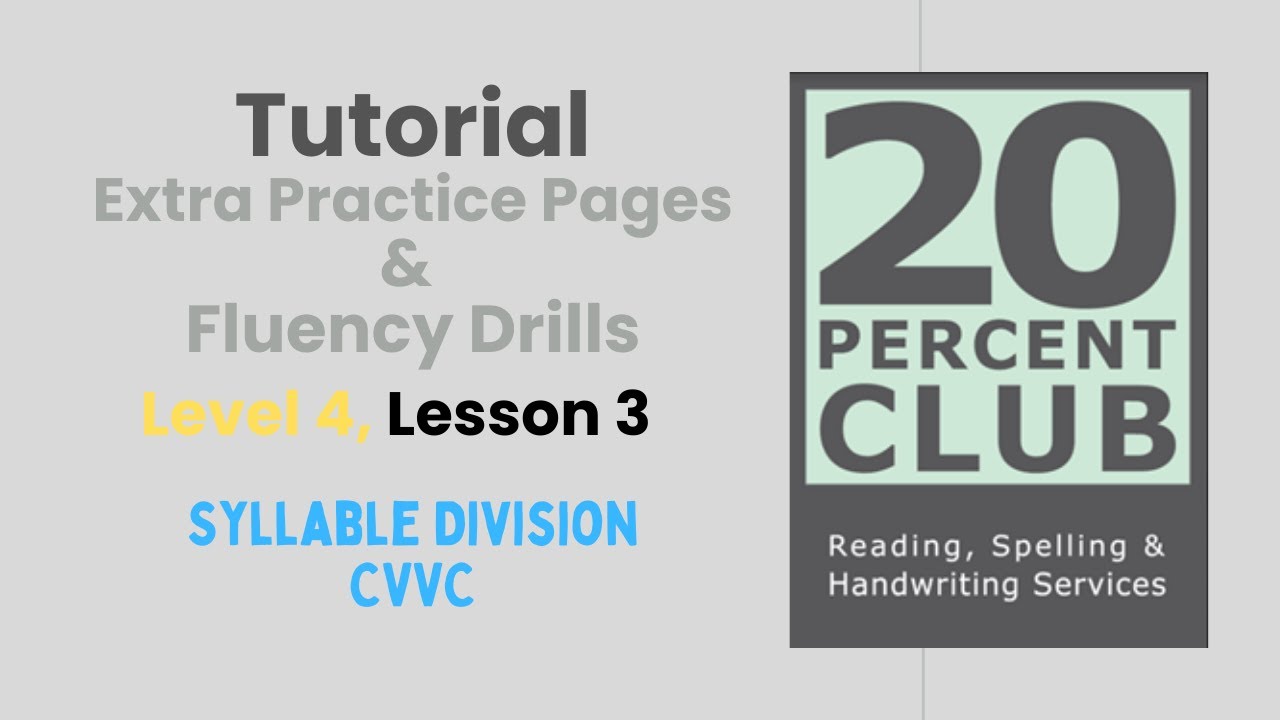 Barton Level 4, Lesson 3 Extra Practice Pages & Fluency Drills Syllable Division:  CVVC