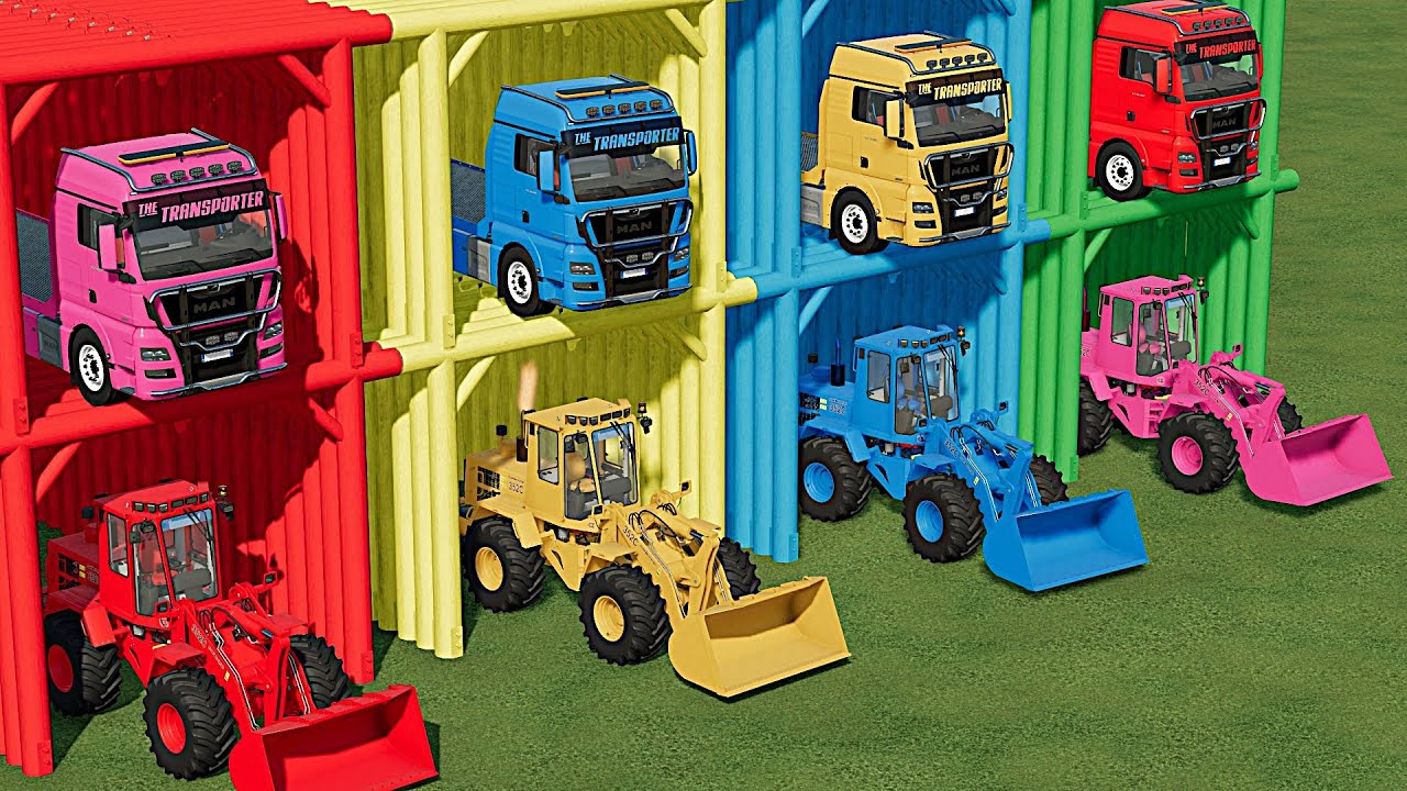 GARAGE OF COLORS - TRANSPORTING WHEEL LOADERS WITH BIG TRUCKS! FS22