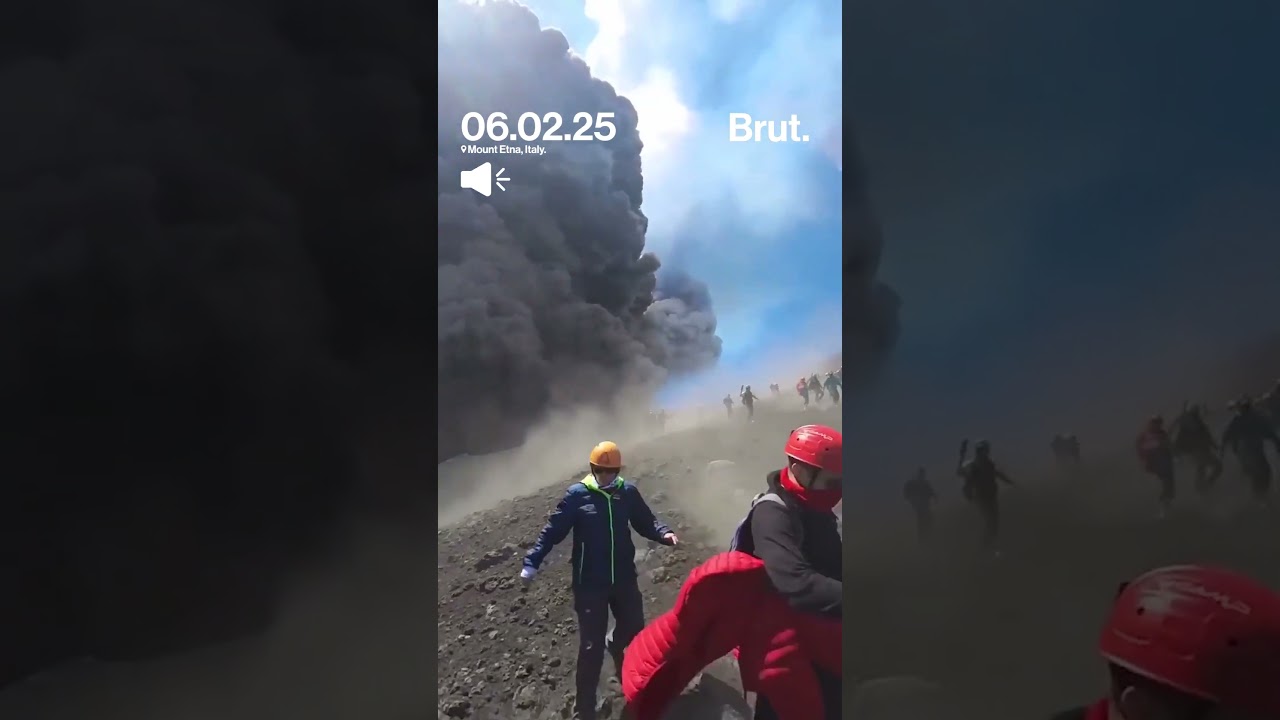 Tourists run away as Mount Etna erupts