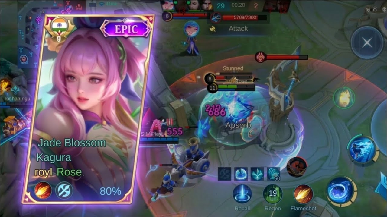 Kagura Gameplay Jade Blossom Skin. First Match #moba55goldenmonth #mobilelegends #mlbb 