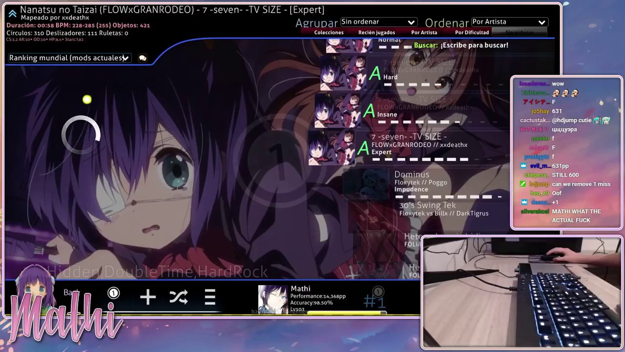 osu! | Mathi | FLOWxGRANRODEO - 7 -seven- -TV SIZE - [Expert] +HD,HR,DT 97.23% 1❌ 524x/538x 631pp