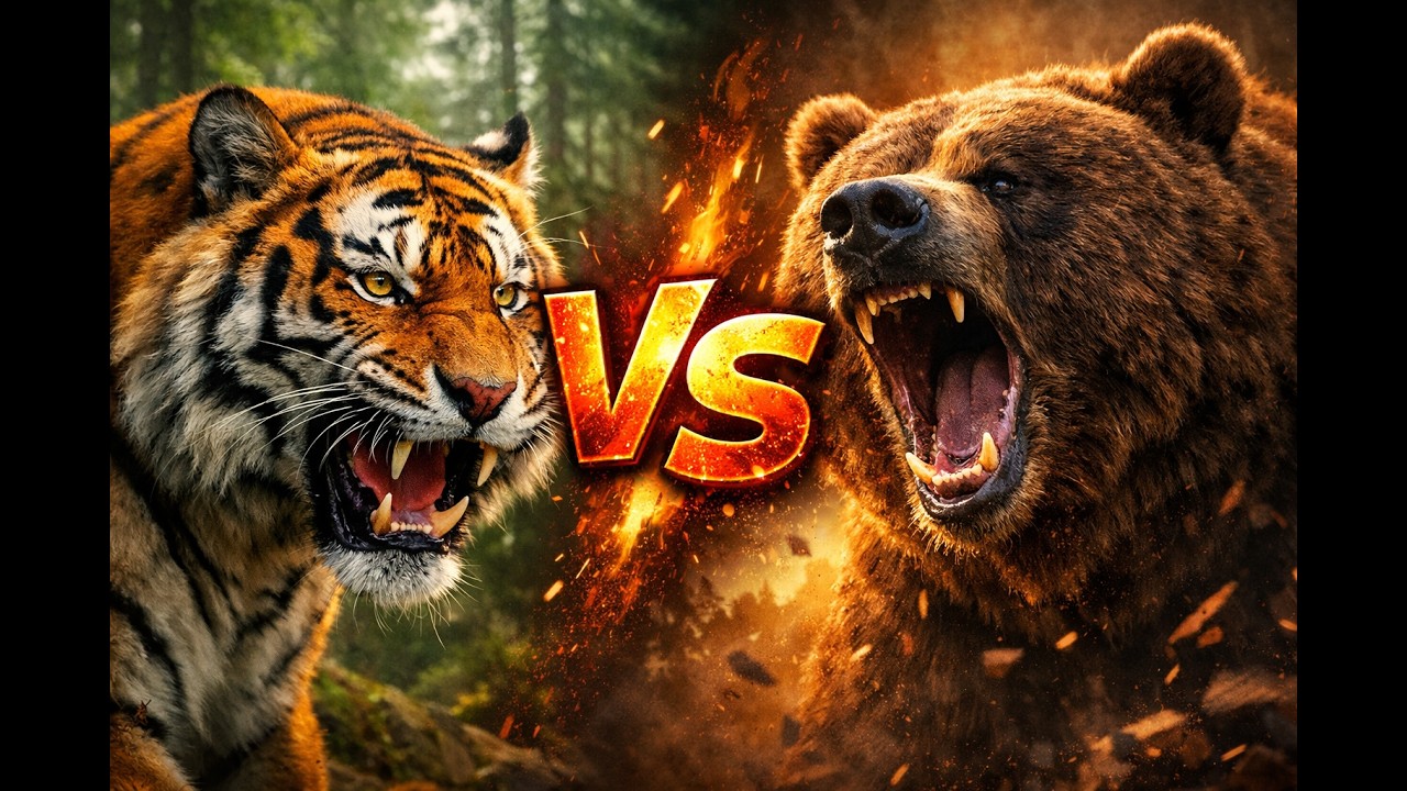 Tiger vs Grizzly Bear – The Ultimate Forest Battle 🐯🐻