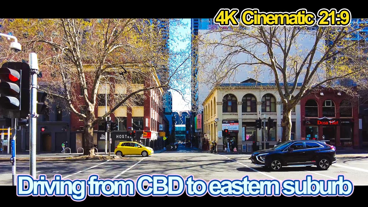 Driving from Melbourne CBD to eastern suburb Box Hill North via M3 Eastern Freeway|4K Cinematic 21:9