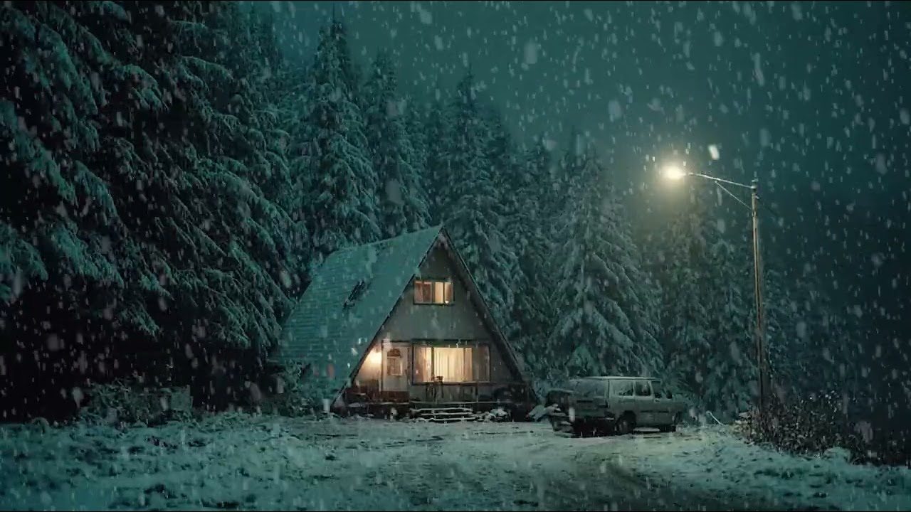 Calm Snowy Winter Night with Cold Wind | Cozy Ambience Sounds for Deep Sleep and Mental Relaxation