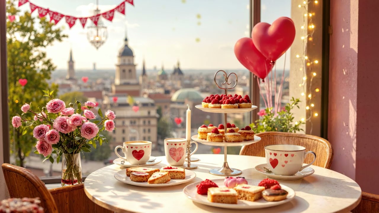 Cozy Coffee Shop with Romantic Valentine's Day Ambience & Smooth Jazz Music💝 February Ambience Music