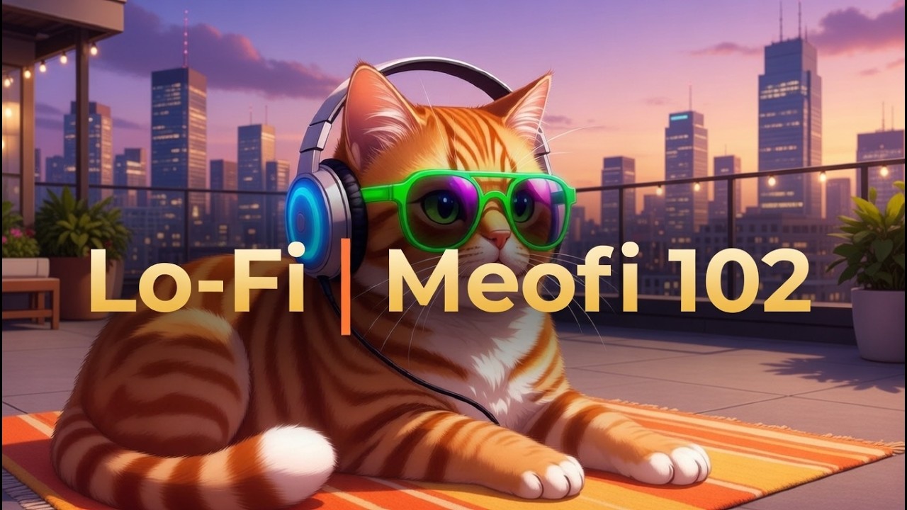 Relaxing Lo-Fi Hip Hop Mix: Adorable Cats in Hats & Glasses on Rooftops | 102