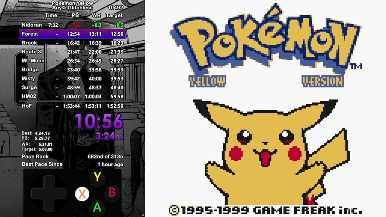Pokemon Yellow Any% Glitchless - 1:53:35