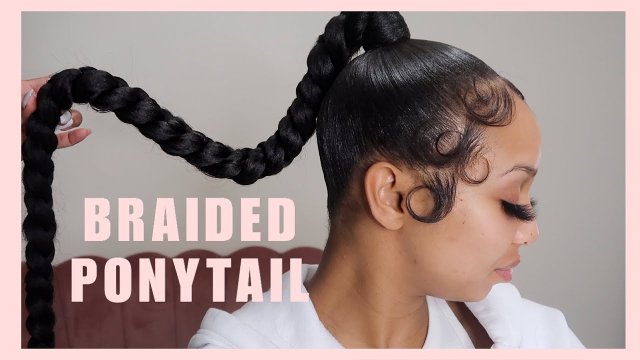 Braided Ponytail With Braiding Hair || Fluffy edges