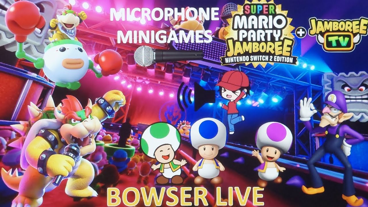 SMPJ + Jamboree TV - Waluigi with the Toads in Bowser Live (Microphone Minigames with my Voice🎤🗣)