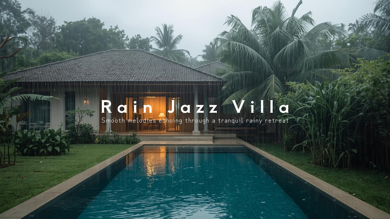 Rainy Jazz at the Poolside Villa | Smooth Instrumental Jazz for Relaxation, Focus & Luxury Ambience