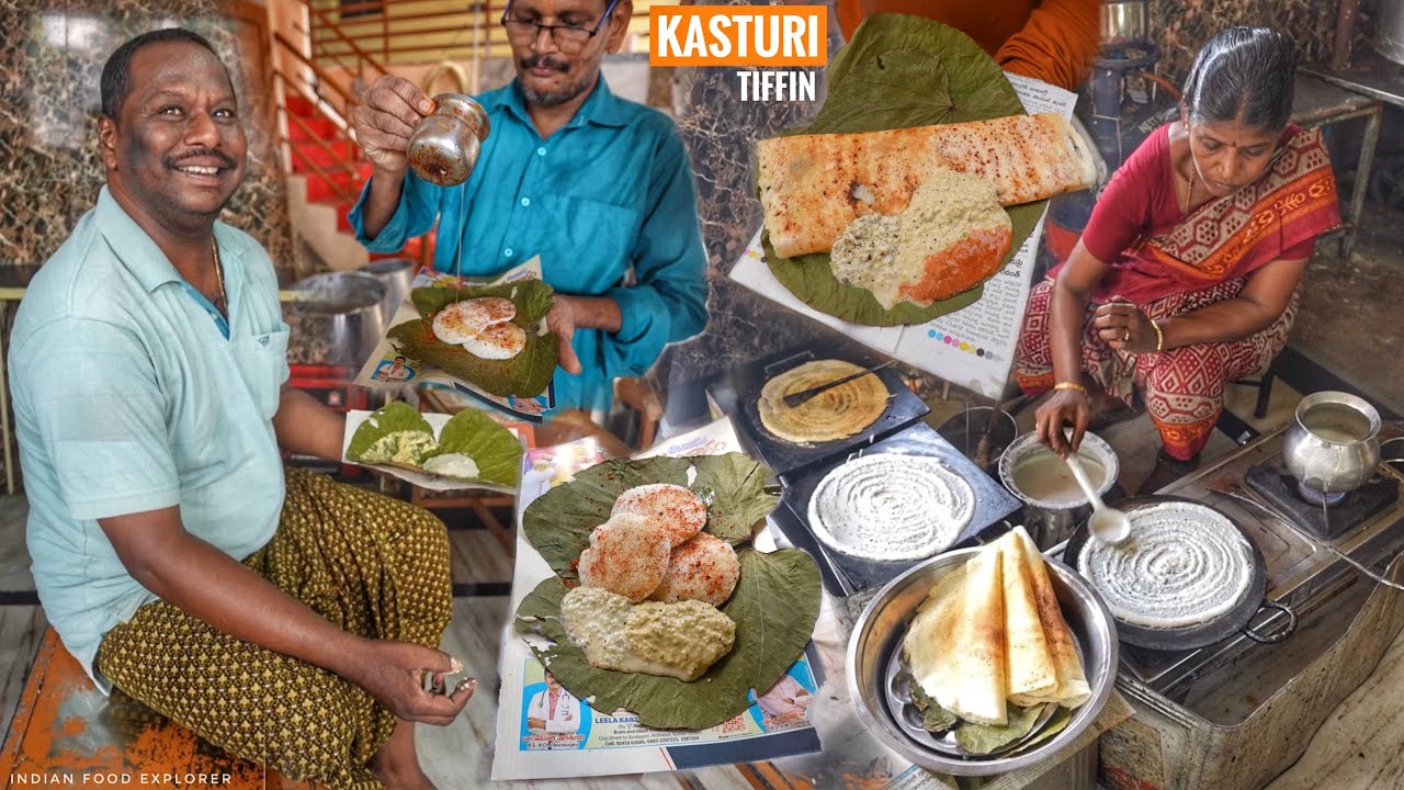Kasturi Tiffin | Guntur Famous Ghee Karam Idli Dosa Only 40₹/-| Special GINGER Chutney | Street food