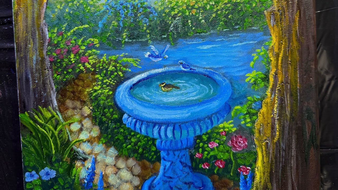 (Afternoon Splash) acrylic painting #acryliclandscapepainting #landscapeart 