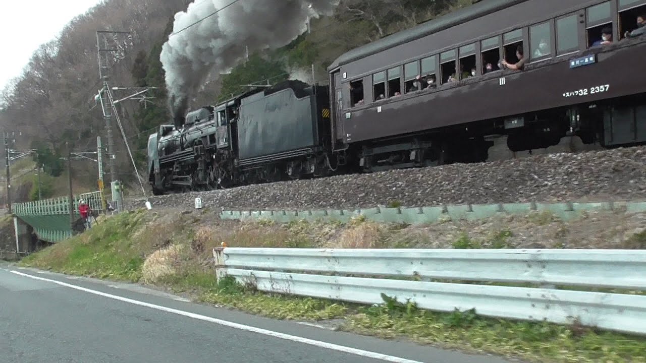 2021年3月28日　並走!!　碓氷路を行く！　蒸気機関車D51 498牽引 快速｢SLぐんま よこかわ｣ 旧型客車6両＋EF64 37  信越線 磯部～横川 間　車載カメラによる撮影