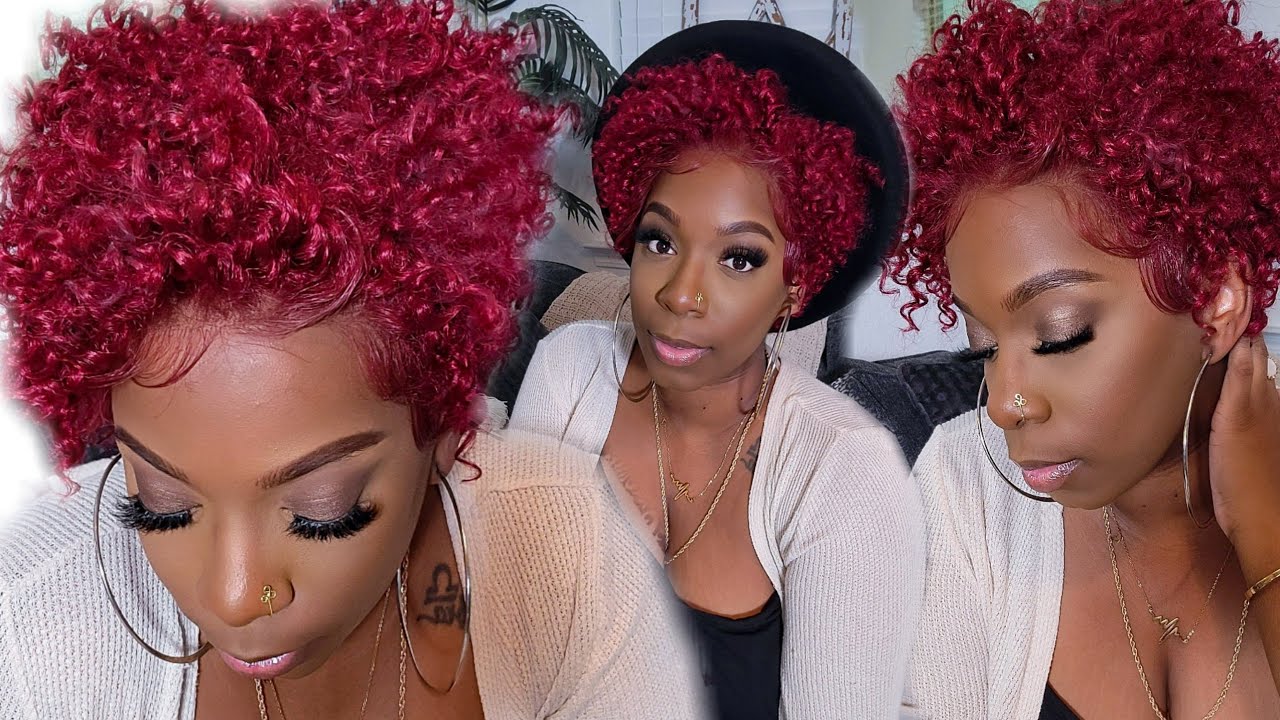 😮 Sensationnel Shear Muse MALI Kinky Curly Pixie Cut TWA Natural Hair Wig 👀 $35 SLEEPER Burgundy Wig