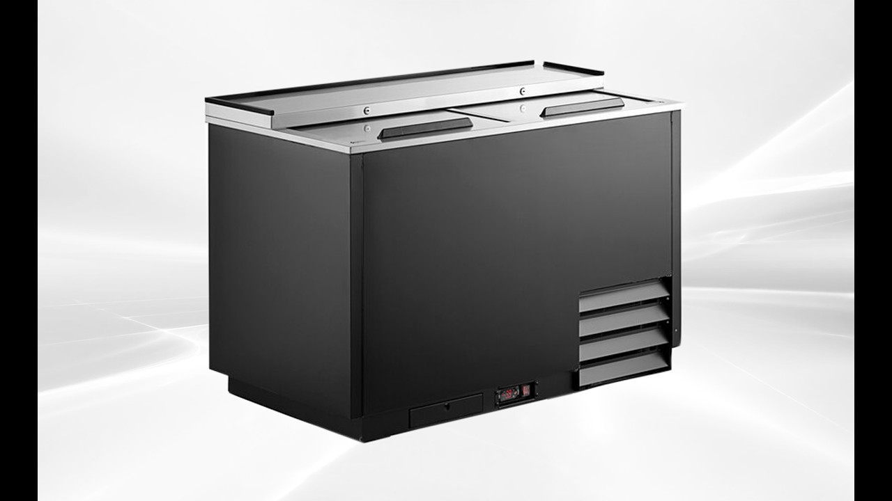 bar quipment NSF Commercial 49 Ins One Lids Glass Froster refrigeration system holds 0°F GF-50-HC