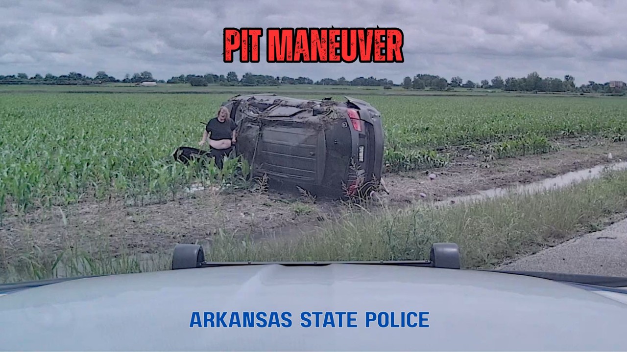 Lady w/ FELONY WARRANT flees Arkansas State Police into Missouri - PIT Maneuver flips vehicle #pit
