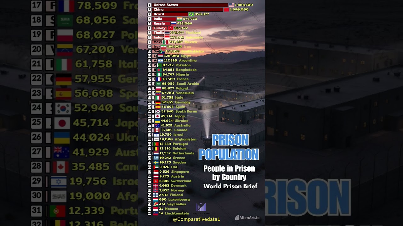 USA Has MORE Prisoners Than China?! 😱 World Prison Ranking Shocks You!