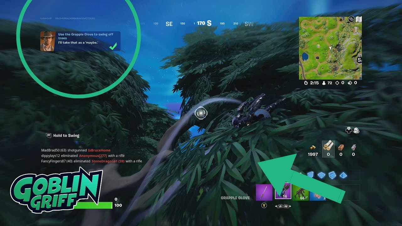 How to Use the Grapple Glove to Swing off Trees | Fortnite Indiana Jones Quests
