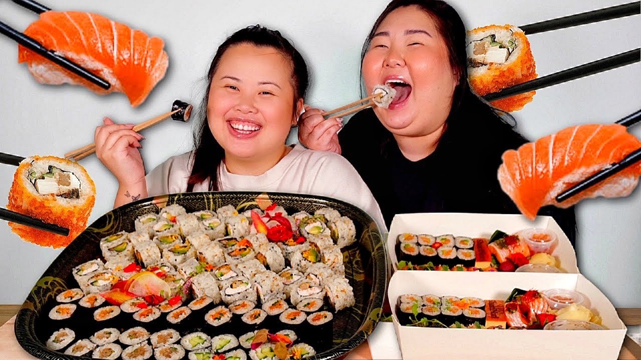 СУШИ МУКБАНГ 먹방 ОСТРЫЙ РОЛЛ С ТУНЦОМ + НИГИРИ С ЛОСОСЕМ + АССОРТИ СУШИ + ШОУ ПОЕДАНИЯ ЖЕЛТОХВОСТА...