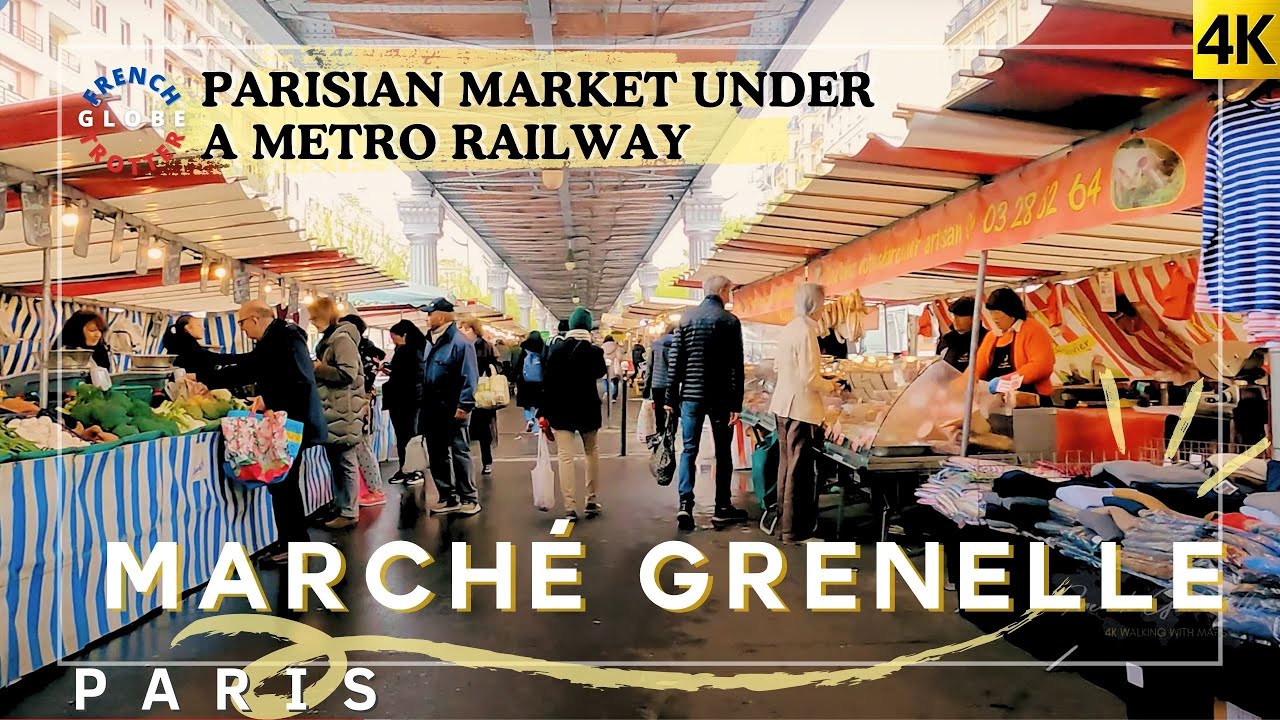 Paris Walk🇫🇷 Grenelle Food Market under overground 15th arrondissement➜7th École Militaire