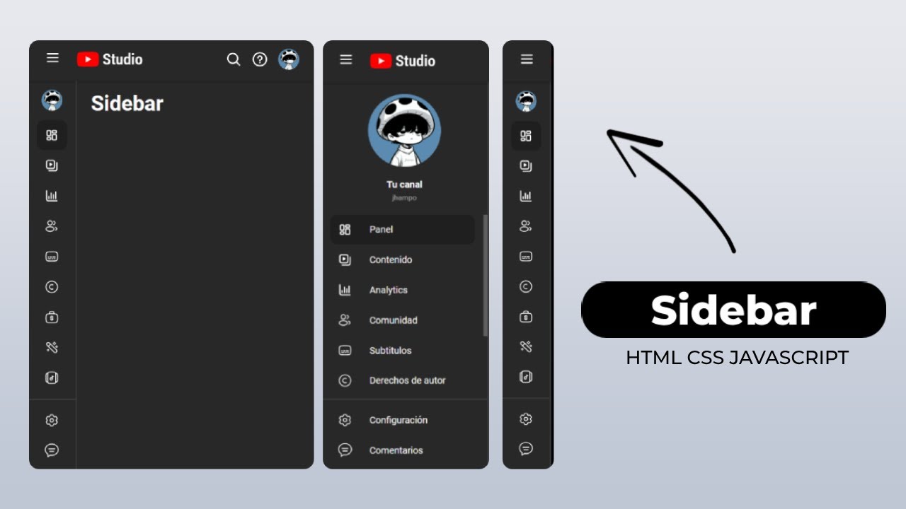 Barra de navegación lateral responsiva en HTML CSS y JAVASCRIPT | Sidebar + Navbar