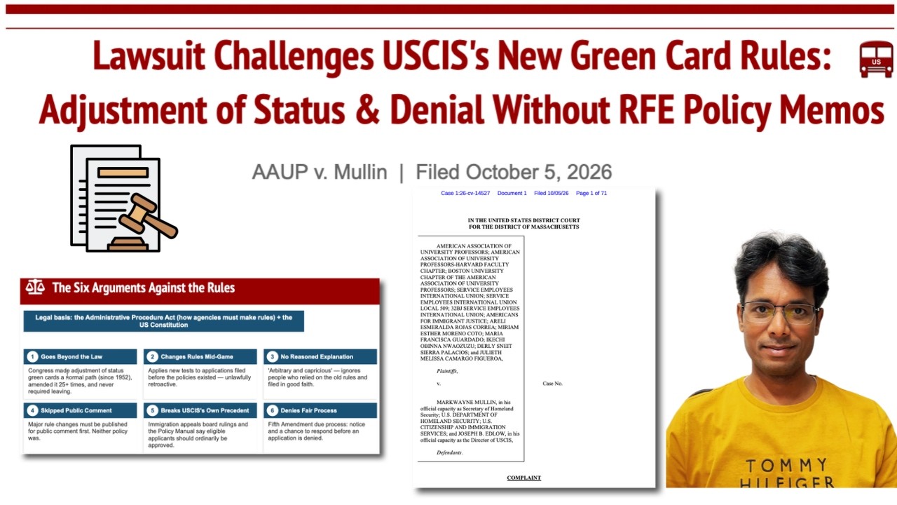 Lawsuit Challenges USCIS's New Green Card Rules: AOS & Denial Without RFE. Key Arguments, Next?