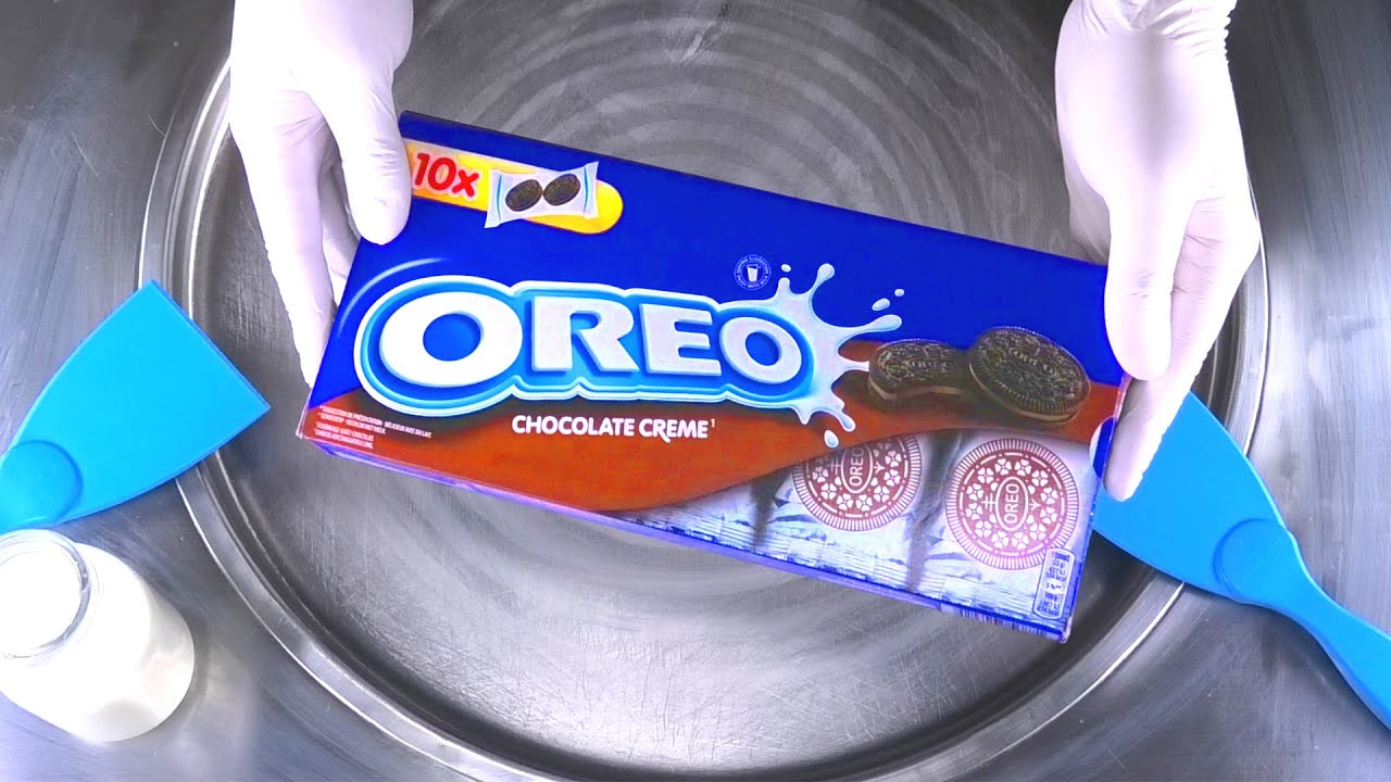 Ice Cream Rolls | Chocolate Creme OREO Cookies rolled fried Ice Cream roll - satisfying ASMR Food