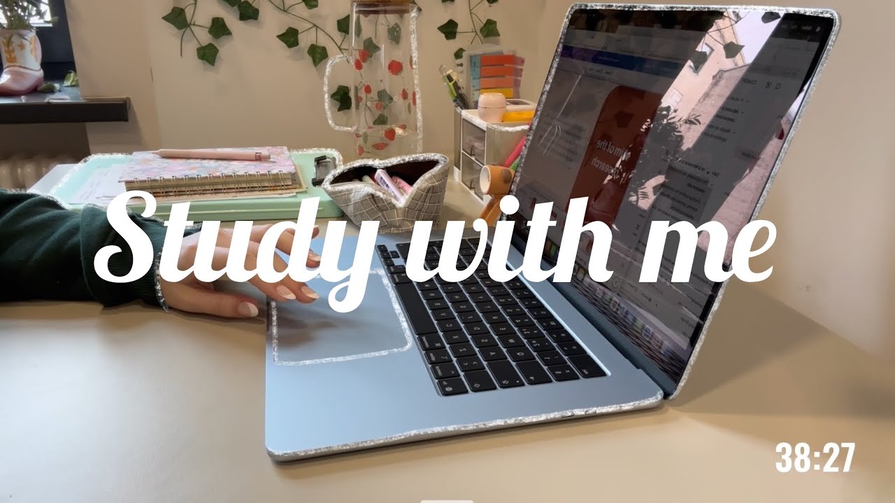 3 HOUR STUDY WITH ME | pomodoro 60/10 + rain sounds