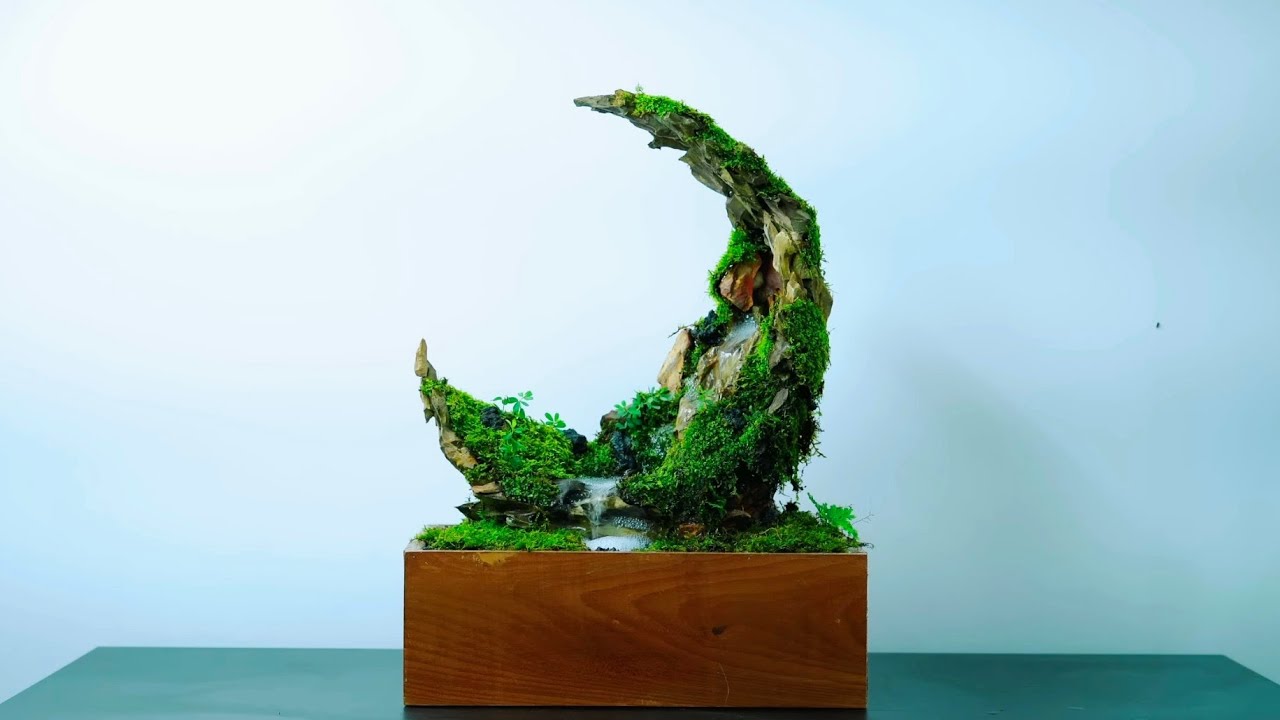 Making a Crescent Moon Waterfall terrarium