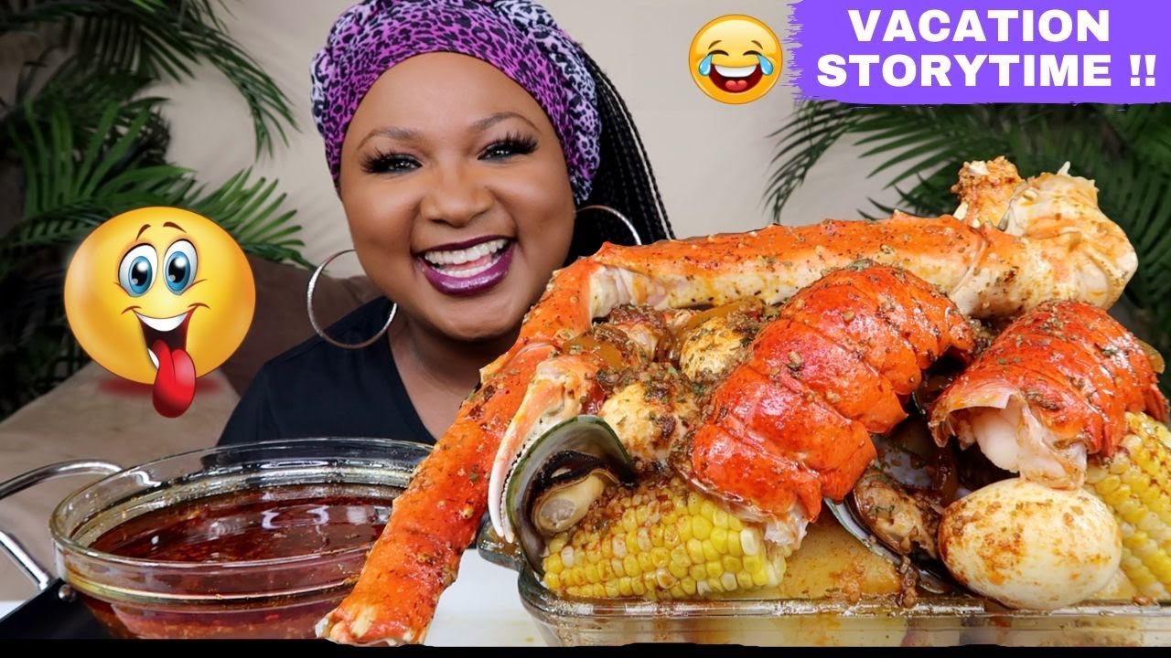 KING CRAB LEGS + LOBSTER TAILS + GREEN LIP MUSSELS ,  SEAFOOD BOIL MUKBANG 먹방쇼