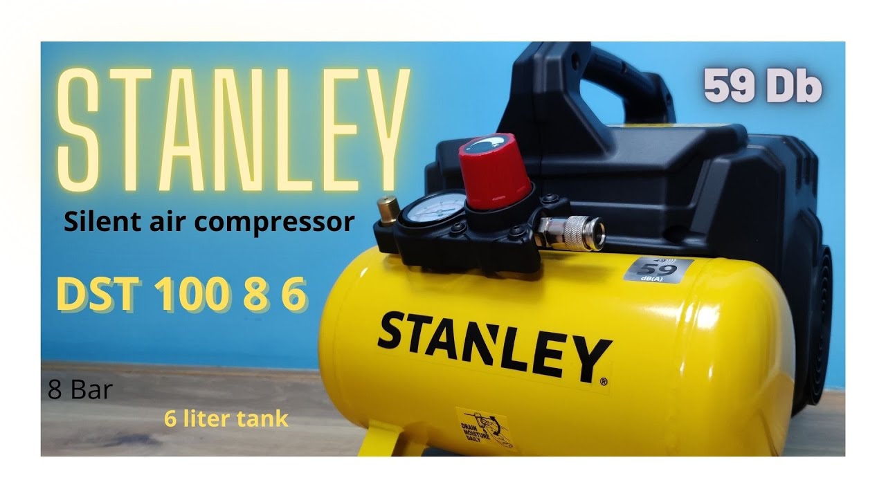 Stanley silent air compressor DST 100/8/6 | Stille draagbare compressor voor thuis / hobby