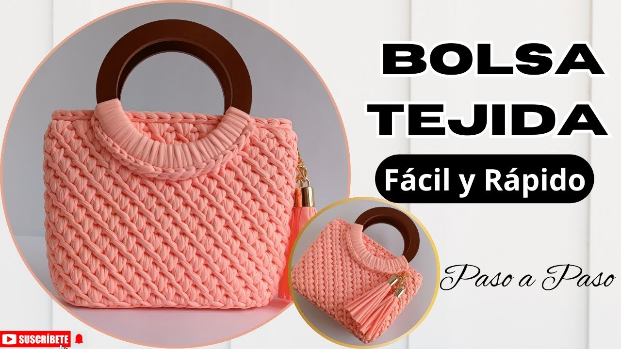 📍BOLSA DE MANO/ Tejida en Trapillo/ Elegante, Fácil y Rápido/ PASO a PASO.. #crochet #trapillo