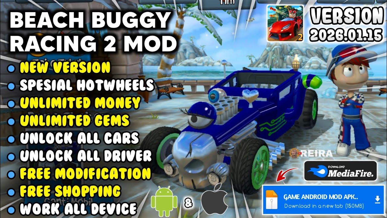 BEACH BUGGY RACING 2 MOD APK VERSION 2026.01.15 Unlimited Money & Unlock All Car New Version 2026