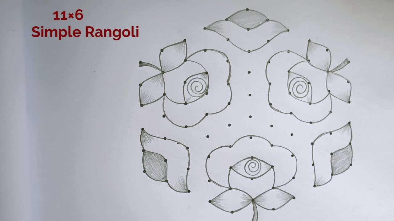 11&times;6 Aadi Madham Beautiful Rose Kolam 🌺 11&times;6 Aadipooram Kolam 🌺 Easy Rose Muggulu 🌺Beautiful Rangoli