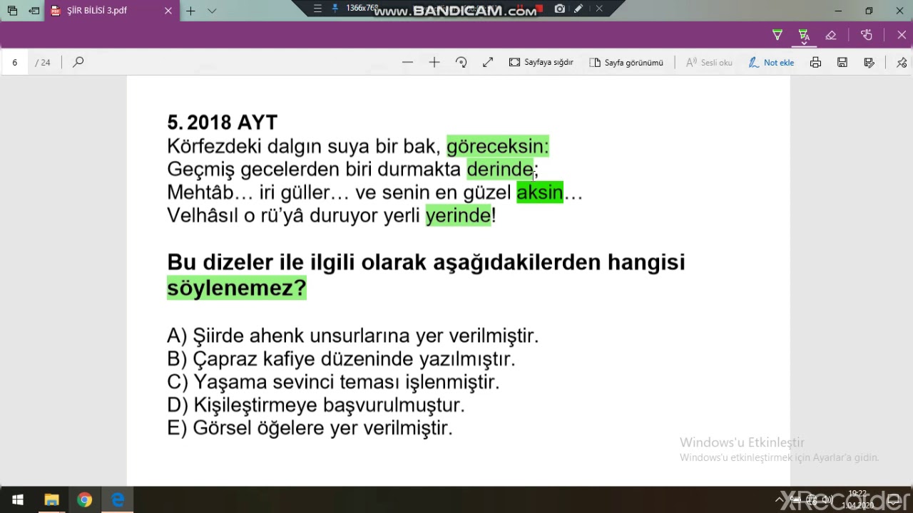 AYT EDEBİYAT * ŞİİR BİLGİSİ * ÇIKMIŞ SORU ÇÖZÜMLERİ 1