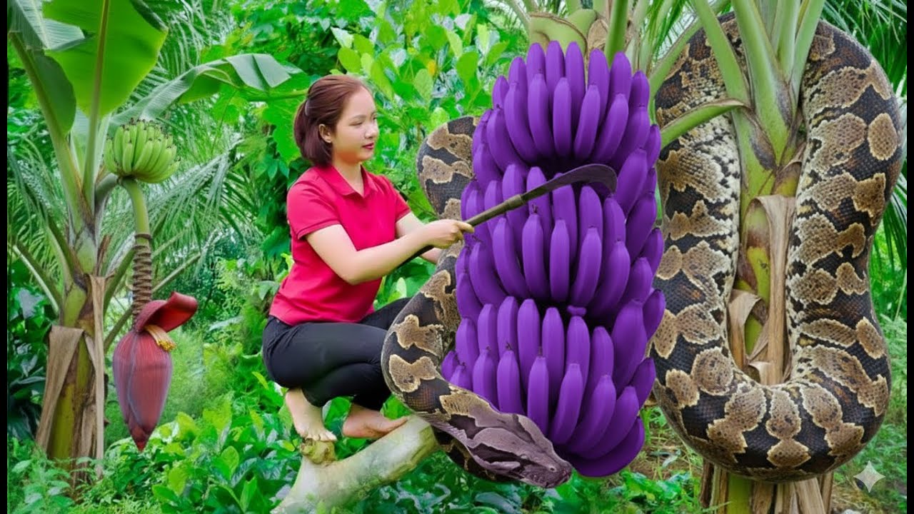 Harvesting 1000+Kg Rare Purple Banana Garden – Selling at the Local Market!