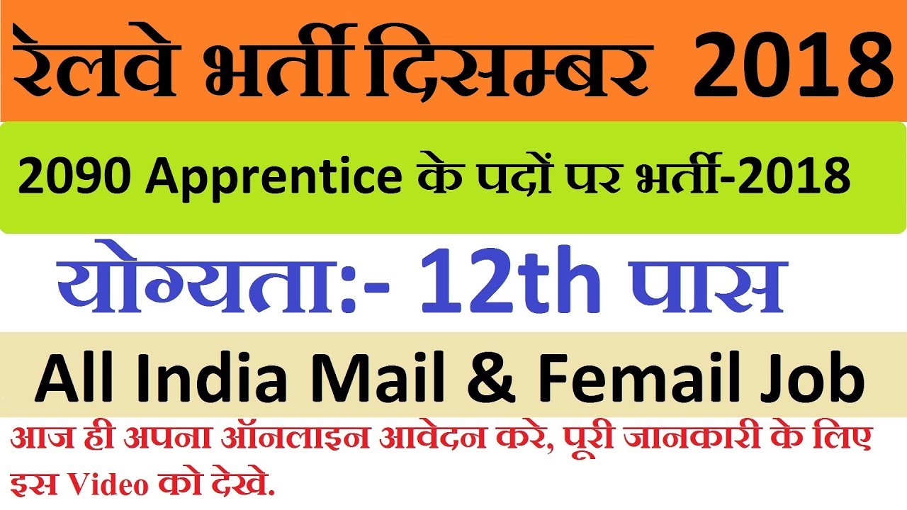 North Western Railway Recruitment 2018 Apply for 2090 Post of Apprentices || ITI Recruitment