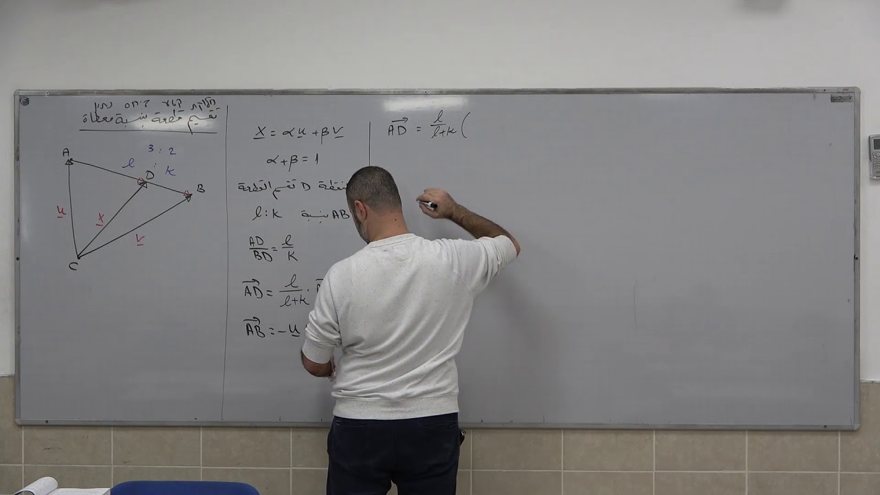 المتجه الهندسي 11 - تقسيم قطعة بنسبة معطاة