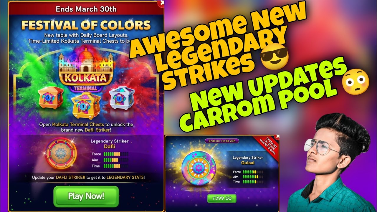 Carrom Pool New Updates Holi season 🔥|Carrom Pool New legendary Strikes | Gaming Nazim | Carrom Pool