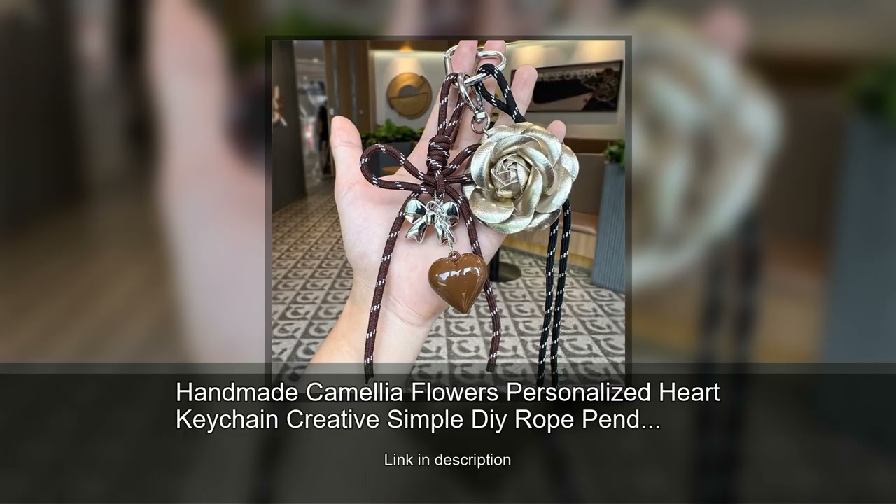 Handmade Camellia Flowers Personalized Heart Keychain Creative Simple Diy Rope Pendant Tassels