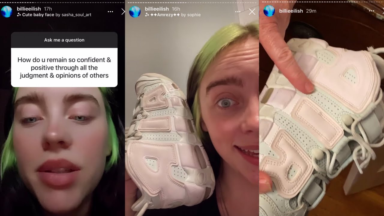 Billie Eilish FULL Insta story: are the shoes pink and white or mint and white? Q&A