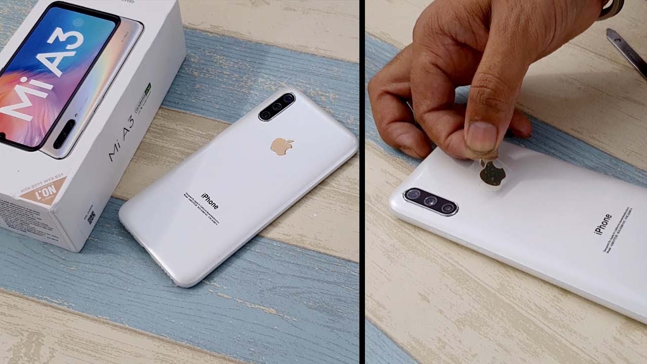 Mi A3 converted in Iphone Xs Max with apple lamination skin and logo